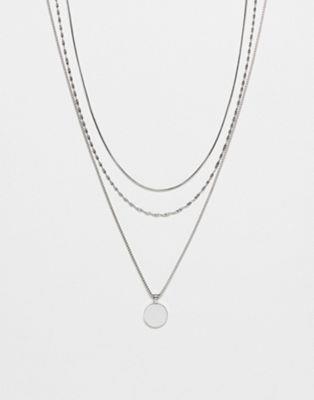 フィービィー ネックレス トップショップ Topshop Phoebe waterproof 3 pack of necklaces with pendant in silver tone レディース