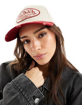 Von Dutch Denver dad baseball cap in red and sand レディース