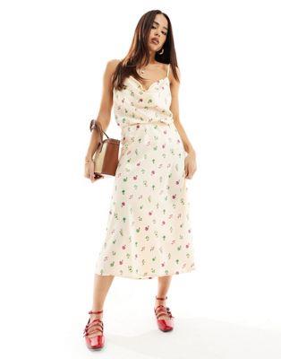 Y.A.S satin cowl neck cami top co-ord in cream ditsy floral print ǥ