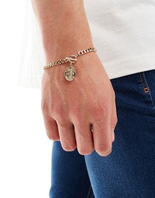 エイソス エイソス ASOS DESIGN bracelet with St chris pendant in gold tone メンズ