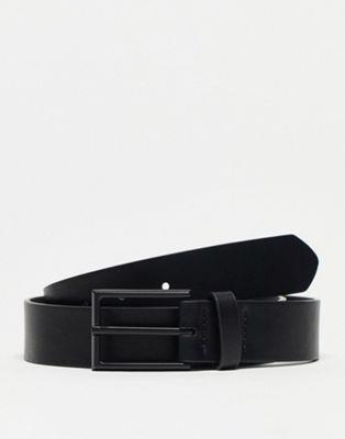 エイソス ASOS DESIGN smart faux leather belt with matte black buckle in black メンズ