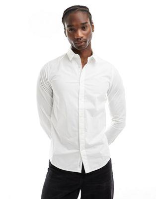 カルバン・クライン カルバンクライン Calvin Klein Jeans slim stretch shirt in white メンズ