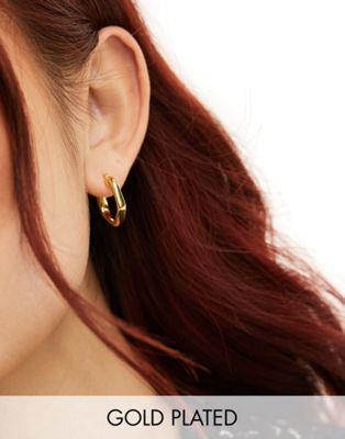 アクセサライズ Accessorize Z collection angular hoop earrings in gold plated レディース