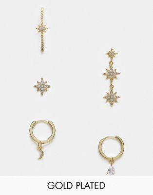 アルド ALDO gold plated celestial multipack of earrings in gold レディース