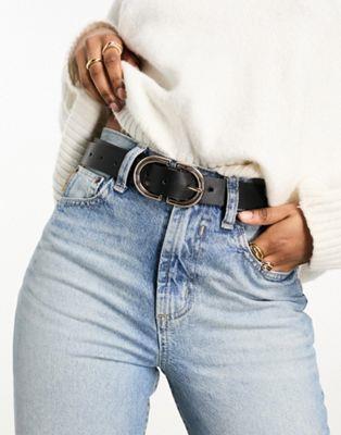 エイソス ASOS DESIGN waist and hip jeans belt with gold buckle in black - BLACK レディース