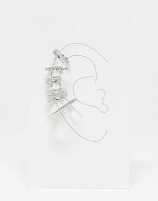 エイソス ASOS DESIGN pack of 5 ear cuffs with mixed detail in silver tone レディース