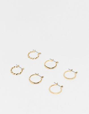 エイソス エイソス ASOS DESIGN pack of 3 20mm hoop earrings in gold レディース