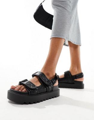 エイソス ASOS DESIGN Forecast sporty dad sandals in black レディース