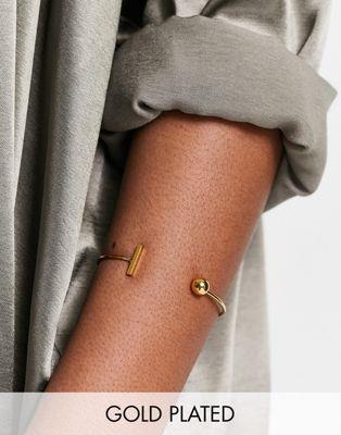 エイソス エイソス ASOS DESIGN 14k gold plate cuff bracelet with ball and bar design レディース