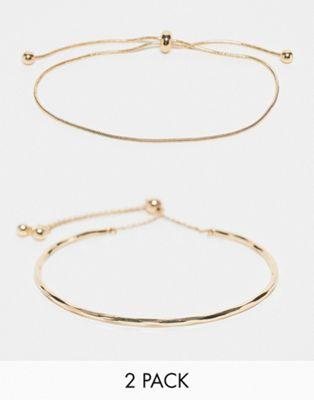 エイソス ASOS Curve エイソス ASOS DESIGN Curve pack of 2 bracelets with simple toggle detail in gold tone レディース