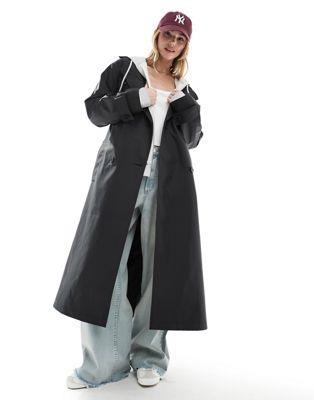 エイソス トレンチコート レディース エイソス ASOS DESIGN rubberised rain hooded trench coat with belt detail in black レディース