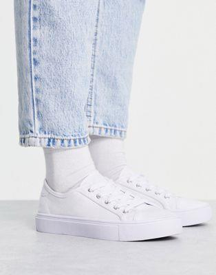 エイソス ASOS DESIGN Dizzy lace up trainers in white レディース