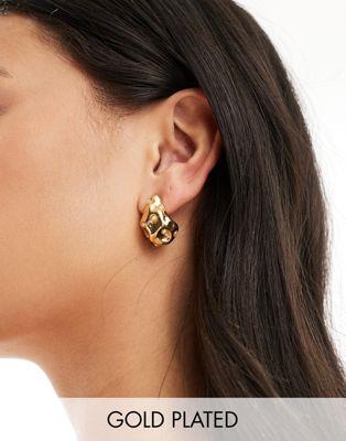 エイソス エイソス ASOS DESIGN 14k gold plated earrings with molten stud and faux pearl design レディース