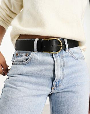 エイソス ASOS DESIGN half moon waist and hip jeans belt in black レディース