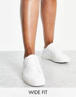 エイソス ASOS DESIGN Wide Fit Drama trainers in white レディース