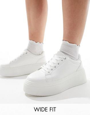 エイソス ASOS DESIGN Wide Fit Dream chunky trainer in white レディース