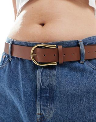 エイソス ASOS DESIGN CURVE waist and hip half moon jeans belt in tan レディース