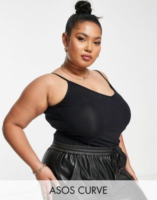 ASOS Curve エイソス ASOS DESIGN Curve ultimate cami with v-neck in black レディース