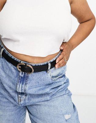 ASOS Curve エイソス ASOS DESIGN Curve waist and hip jeans belt in black - BLACK レディース