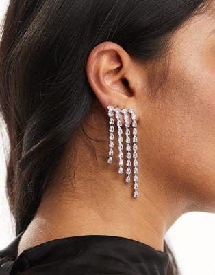 エイソス エイソス ASOS DESIGN drop earrings with waterfall crawler design in silver tone レディース