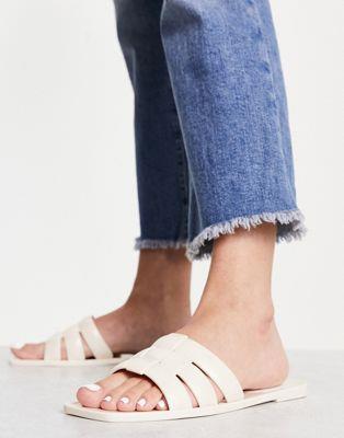 エイソス ASOS DESIGN Fame woven jelly flat sandals in beige - BEIGE レディース