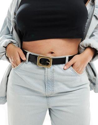 ASOS Curve エイソス ASOS DESIGN Curve angled square buckle waist and hip jeans belt in black レディース