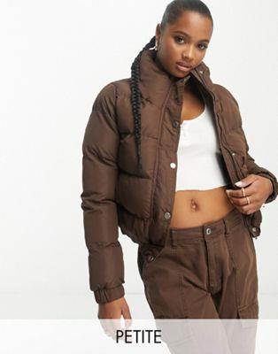 ֥쥤֥ Brave Soul Petite puffer jacket in chocolate brown ǥ