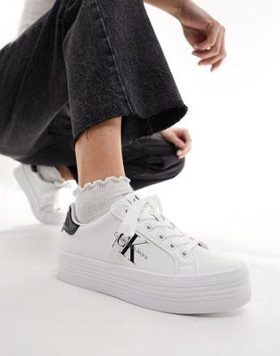 カルバンクライン Calvin Klein Jeans bold vulcanized flatform laceup trainers in multi レディース