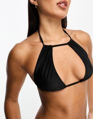 エヌエーケイディー NA-KD waist tie bikini top in black レディース