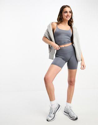 Pull Bear seamless high waisted legging shorts co-ord in charcoal レディース