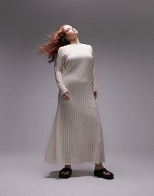 ȥåץå Topshop Curve knit long sleeve maxi dress in beige ǥ