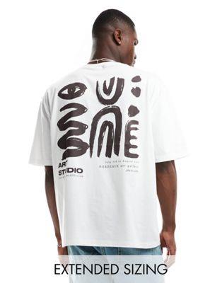  ASOS DESIGN oversized t-shirt in white with abstract art back print 