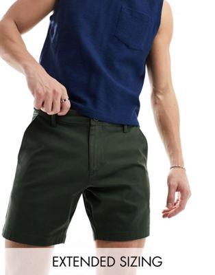 エイソス ASOS DESIGN skinny chino shorts in khaki メンズ