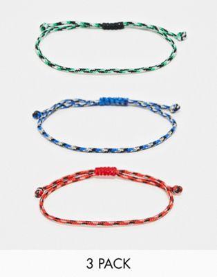 エイソス エイソス ASOS DESIGN 3 pack cord bracelet in multi メンズ