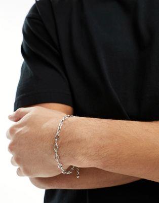 エイソス エイソス ASOS DESIGN waterproof stainless steel chunky link chain bracelet in silver tone メンズ