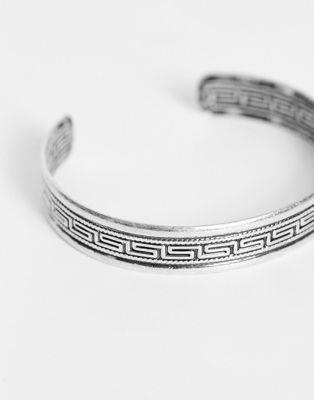 エイソス エイソス ASOS DESIGN adjustable bangle with column emboss in burnished silver tone メンズ