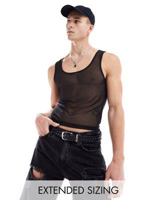 エイソス ASOS DESIGN muscle vest in black power mesh メンズ