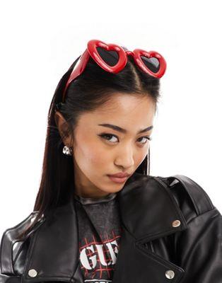 ジーパーズペーパーズ Jeepers Peepers bubble heart sunglasses in red ユニセックス