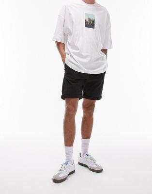 トップマン Topman skinny chino shorts in black メンズ