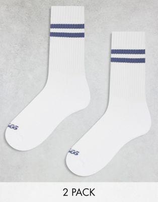 GC\X ASOS 4505 3 pack 2 stripe anti bacterial crew socks in white and blue fB[X