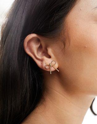 エイソス エイソス ASOS DESIGN stud earrings with mini bow detail in gold tone レディース