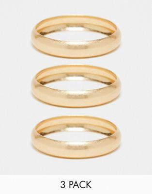 エイソス エイソス ASOS DESIGN pack of 3 bangles in brushed gold tone レディース