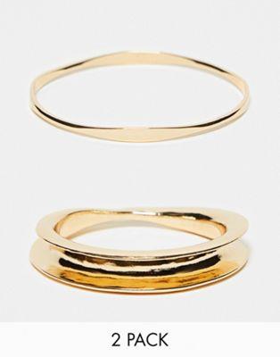 エイソス エイソス ASOS DESIGN pack of 2 bangle bracelets with slim curved design in gold tone レディース