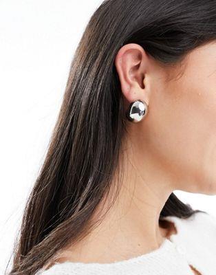 エイソス エイソス ASOS DESIGN hoop earrings with chubby detail in silver tone レディース