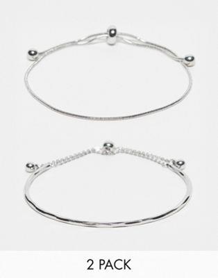 エイソス エイソス ASOS DESIGN pack of 2 bracelets with simple toggle detail in silver tone レディース