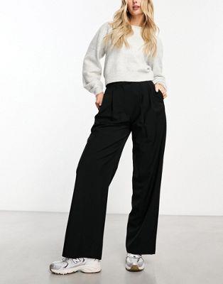 エイソス ASOS DESIGN Hourglass wide leg trouser in black レディース