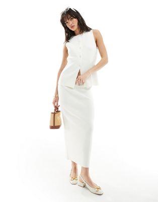 GC\X ASOS DESIGN knitted midaxi skirt co-ord in white fB[X