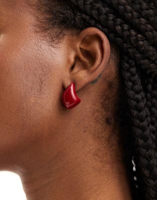 エイソス エイソス ASOS DESIGN earrings with molten stud design in red レディース