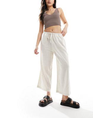 エイソス ASOS DESIGN pull on culotte with linen in natural レディース