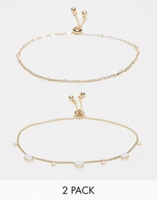 エイソス エイソス ASOS DESIGN pack of 2 friendship bracelets with pearl and chain design レディース
